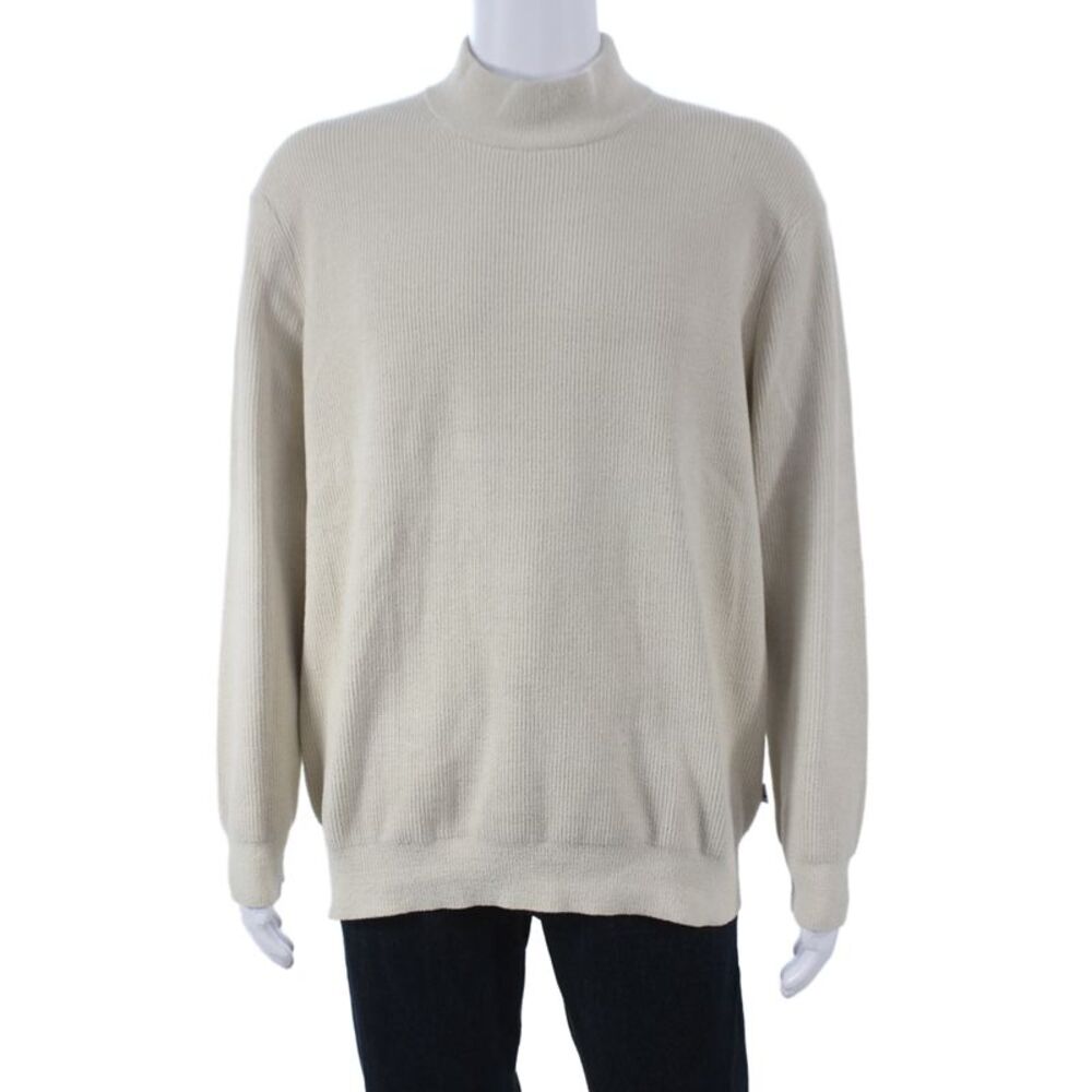 NN07 Mens Pullover Sweater Beige Mock Neck Long Sleeve Size L